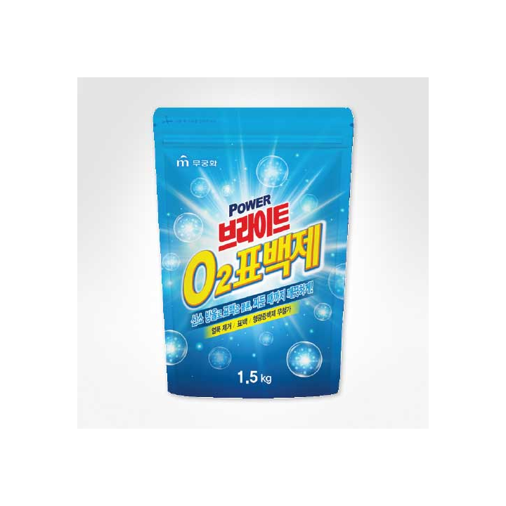 MUKUNGHWA Power Bright — порошковый кислородный отбеливатель для белых и цветных тканей с содой, 1500 грамм