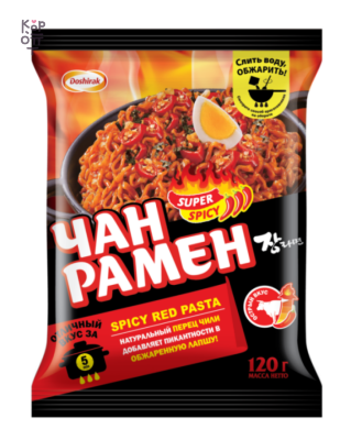 Doshirak — Chan Ramen Spicy Fried — Острая жареная лапша, 120 г — коробка 20 шт