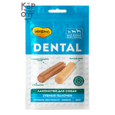 Мнямс DENTAL Лакомство для собак всех пород "Зубные палочки", 100 г