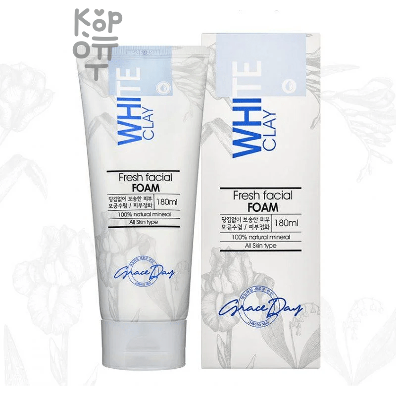 Grace Day WHITE CLAY FRESH FACIAL FOAM Пенка для умывания с белой глиной 180мл.