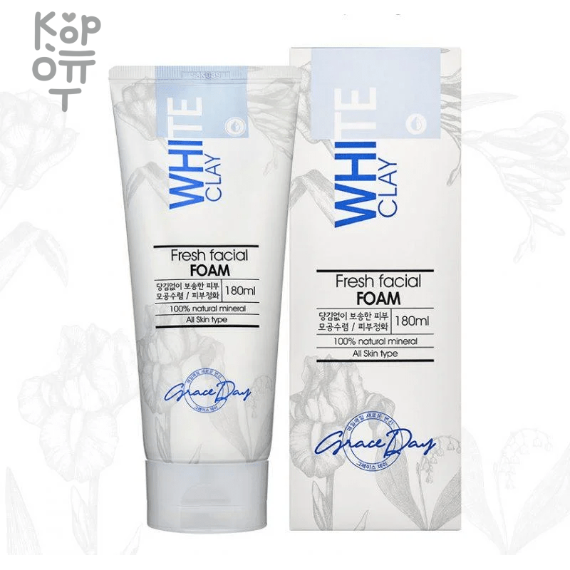 Grace Day WHITE CLAY FRESH FACIAL FOAM Пенка для умывания с белой глиной 180мл., купить с доставкой на дом фото 1 — Корейские товары для всей семьи(КорОпт)