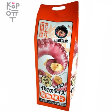Чипсы в Гигантской упаковке Xiao Ming - со вкусом и кусочками кальмаров, 200гр. &mdash; Корейские товары для всей семьи(КорОпт)