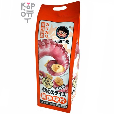 Чипсы в Гигантской упаковке Xiao Ming - со вкусом и кусочками кальмаров, 200гр.