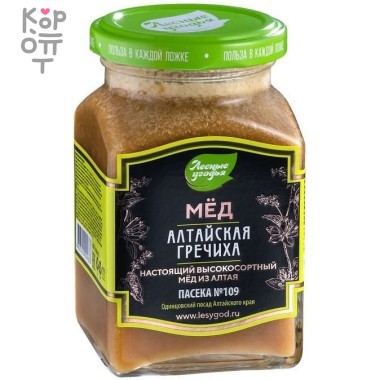 Мёд натуральный Алтайская гречиха, стекл. б., Лесные угодья, 320гр. &mdash; Корейские товары для всей семьи(КорОпт)