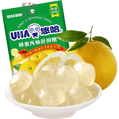 UHA Honey Shurun ​​Candy Grapefruit - Успокаивающие Леденцы от боли в горле, в японском стиле, Мед и Грейпфрут, 103гр.