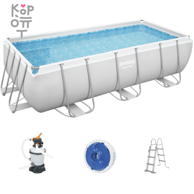Каркасный бассейн Bestway Power Steel Frame Pool модель 56442, 404х201смх100см(6478л.), светло-серый — Корейские товары для всей семьи(КорОпт)