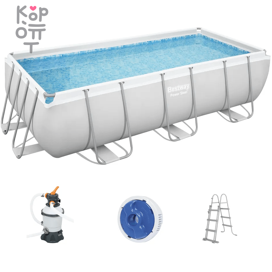 Каркасный бассейн Bestway Power Steel Frame Pool модель 56442, 404х201смх100см(6478л.), светло-серый, купить с доставкой на дом фото 1 — Корейские товары для всей семьи(КорОпт)