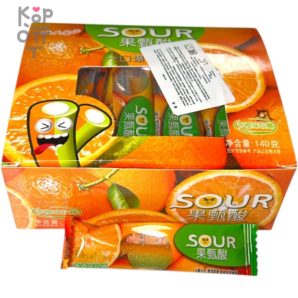 Мармелад кислый SOUR со вкусом Апельсина, 140гр., купить с доставкой на дом фото 1 — Корейские товары для всей семьи(КорОпт)