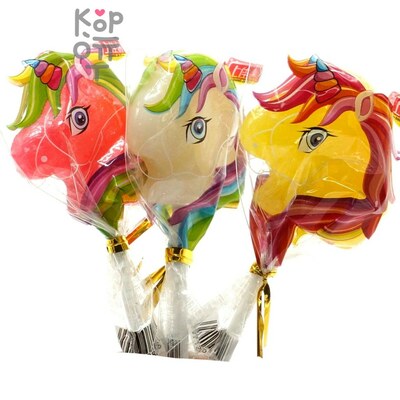 Леденец с фруктовым вкусом ShangJiaYi Dragon Horse Lolipop - Единорожки на палочке