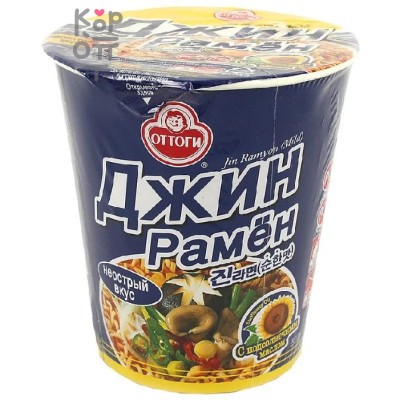OTTOGI Jin Ramen Mushroom Mild - Лапша быстрого приготовления со вкусом грибов, мягкая, 65 г