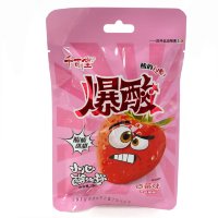 Кислая и сэндвич карамель QianBai Sour Candy -  Взрывные фрукты с кисло-сладким вкусом Клубники