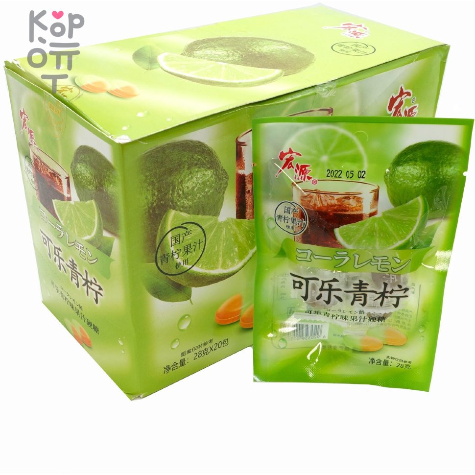 Карамель HongYuan Фруктовая волна, Кола с Лаймом, купить с доставкой на дом фото 1 &mdash; Корейские товары для всей семьи(КорОпт)
