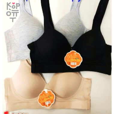 Хлопковый спортивный бюстгальтер с формованной чашкой, Ю.Корея   — Корейские товары для всей семьи(КорОпт)