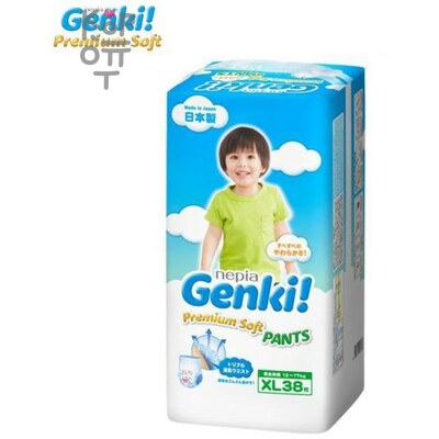 Nepia Genki Premium Soft - Детские подгузники для мальчиков и девочек 38 шт. 12-17кг Размер XL