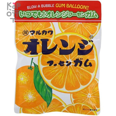 Marukawa Orange Fusen gum - Жевательная резинка, Апельсин, шарики, 47 г