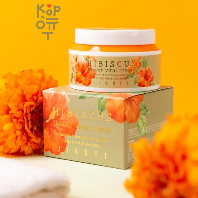 Jigott Hibiscus Flower Vital Cream - Антивозрастной крем для лица с экстрактом гибискуса, 100мл.