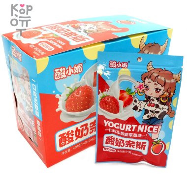 Мягкая конфета Xiaomei Коровка - Йогуртовая Помадка со вкусом Клубники — Корейские товары для всей семьи(КорОпт)