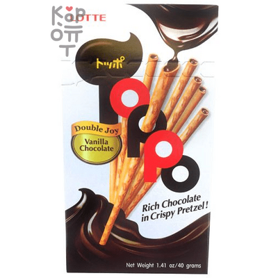 Lotte Toppo Vanilla Chocolate Sticks - Палочки бисквитные "ТОППО" с ванильной начинкой.