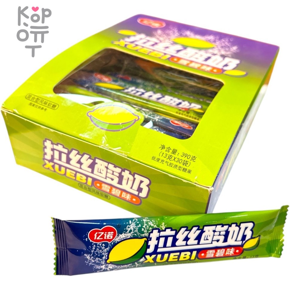 Жевательная конфета тянучка GuangDong Foods  Huebi Lemon Помадка со вкусом кислого лимона, купить с доставкой на дом фото 1 &mdash; Корейские товары для всей семьи(КорОпт)