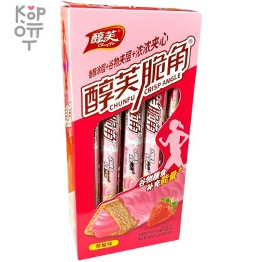 Chunfu Crisp Angle Cakes - Хрустящее злаковое Фитнес печенье с кремовой начинкой и вкусом Клубники — Корейские товары для всей семьи(КорОпт)