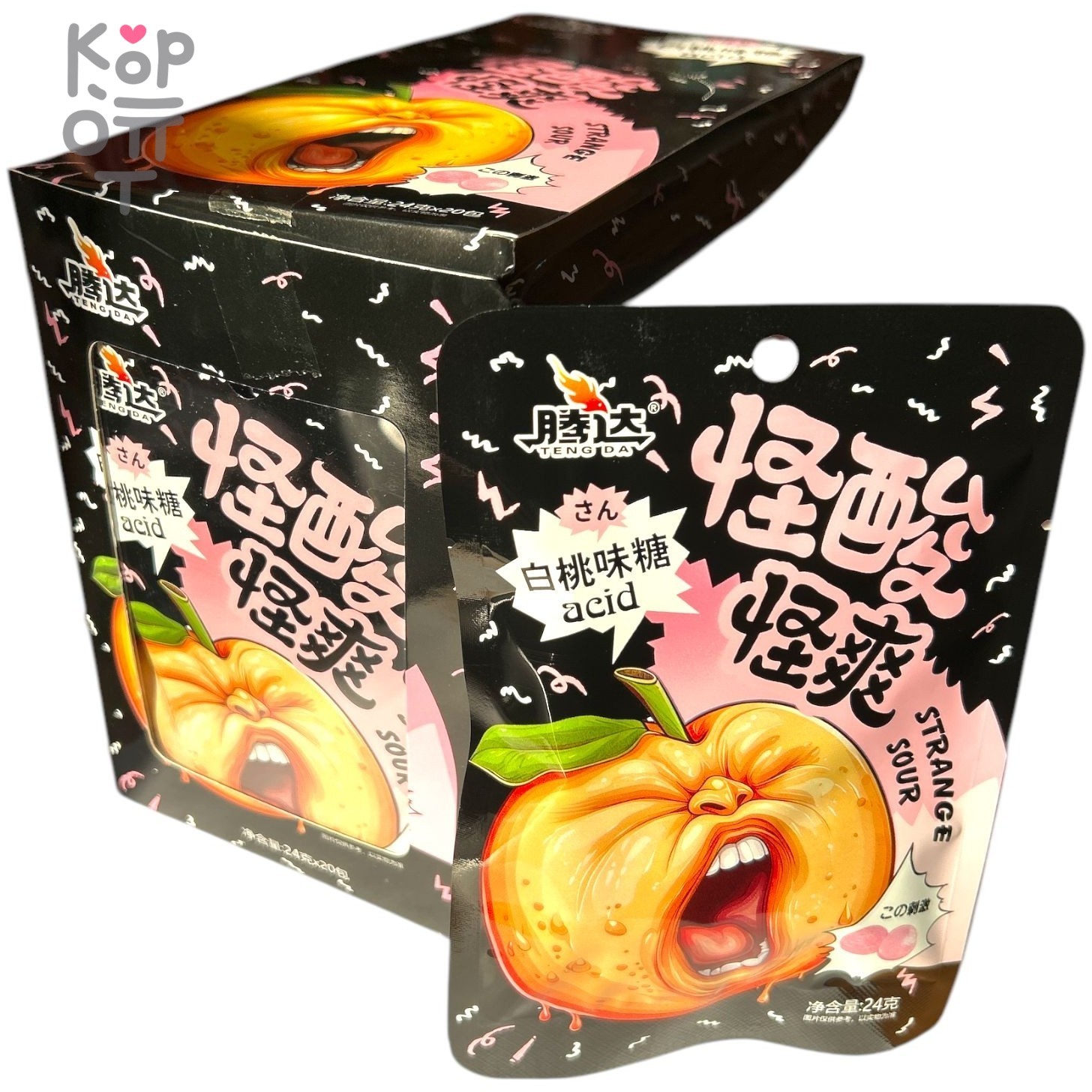 Возмутительно кислые конфеты Yinuo - Ищу неприятности со вкусом белого Персика, купить с доставкой на дом фото 1 — Корейские товары для всей семьи(КорОпт)