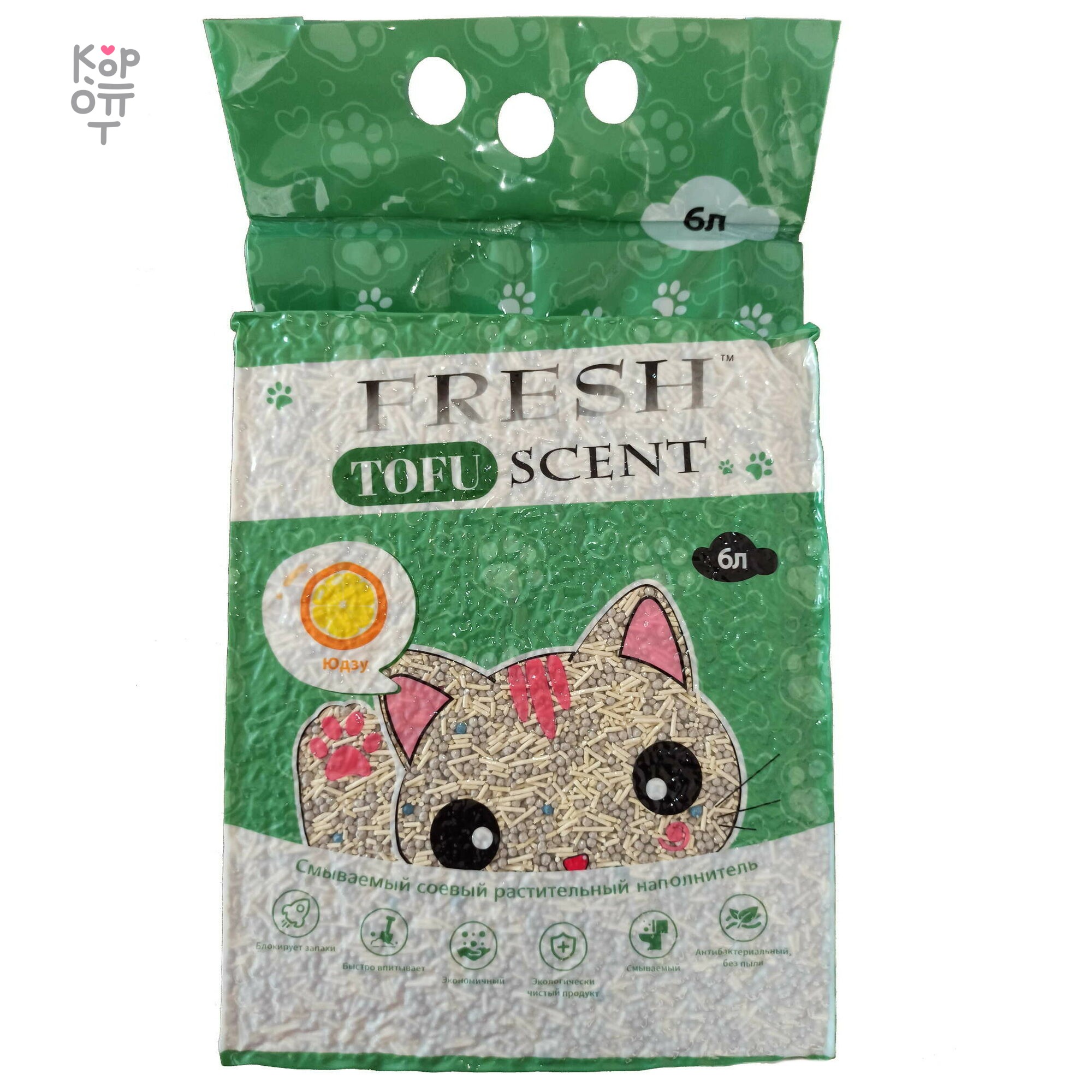 Растительный Fresh Scent TOFU, Юдзу — Соевый наполнитель, 6 л