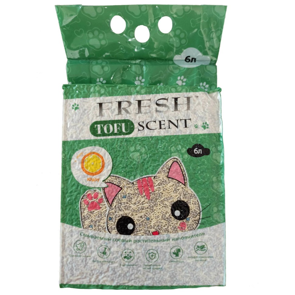 Растительный Fresh Scent TOFU, Юдзу — Соевый наполнитель, 6 л