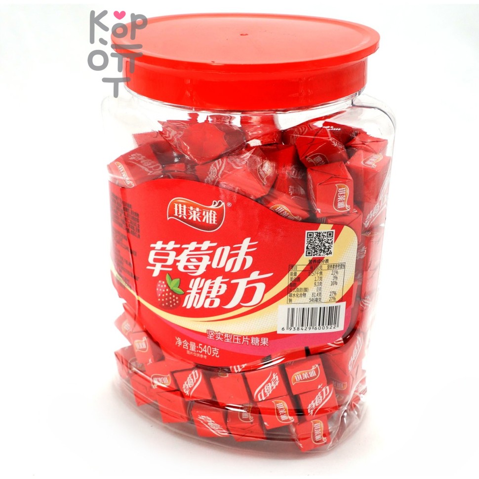 Жевательные конфеты Qilaiya Клубничный Кубик, 540гр.