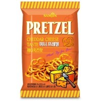 Samjin Pretzel Cheddar Cheese Taste - Претцели со вкусом сыра, 85гр., 24 упаковки в коробке