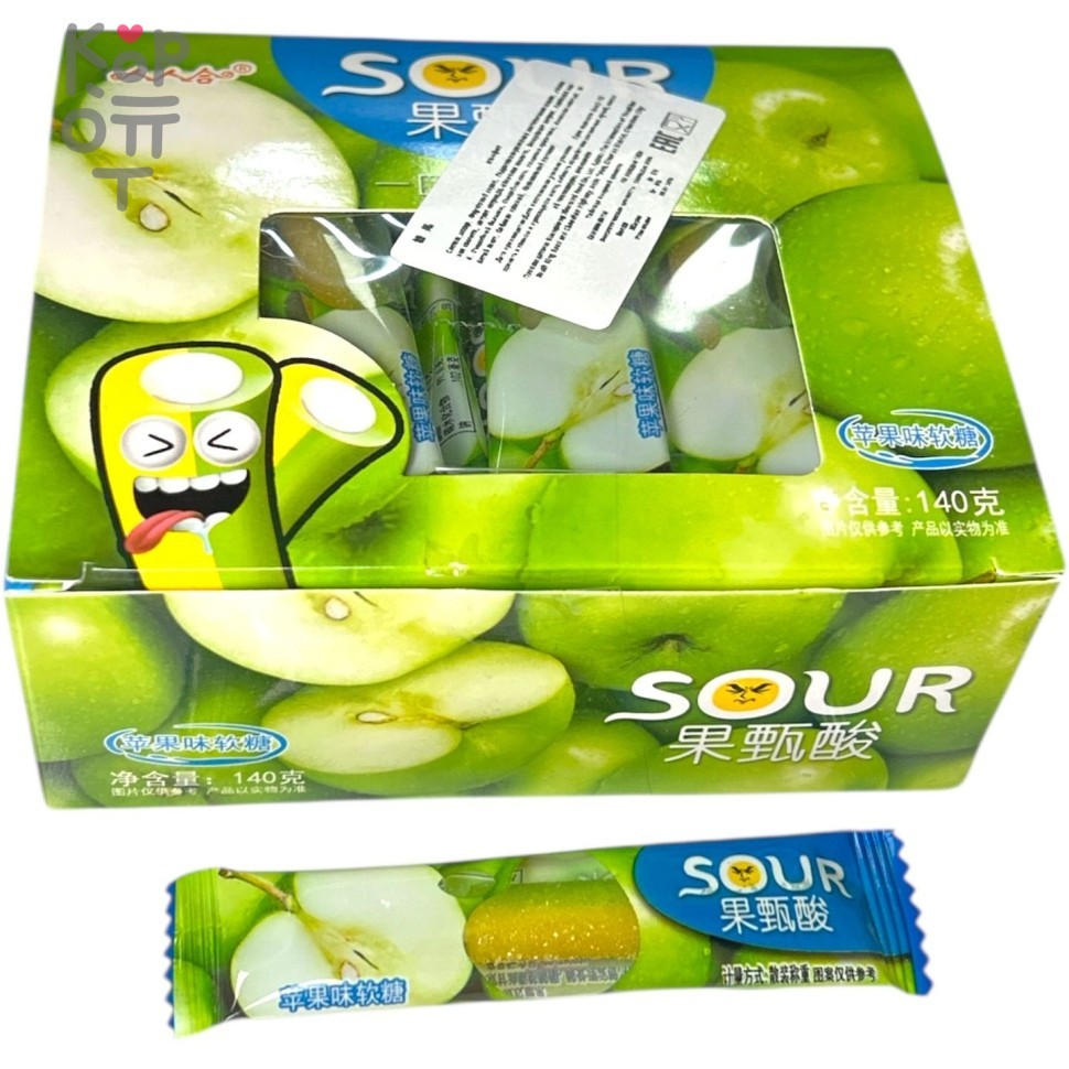 Мармелад кислый SOUR со вкусом зеленого Яблока, 140гр., купить с доставкой на дом фото 1 — Корейские товары для всей семьи(КорОпт)