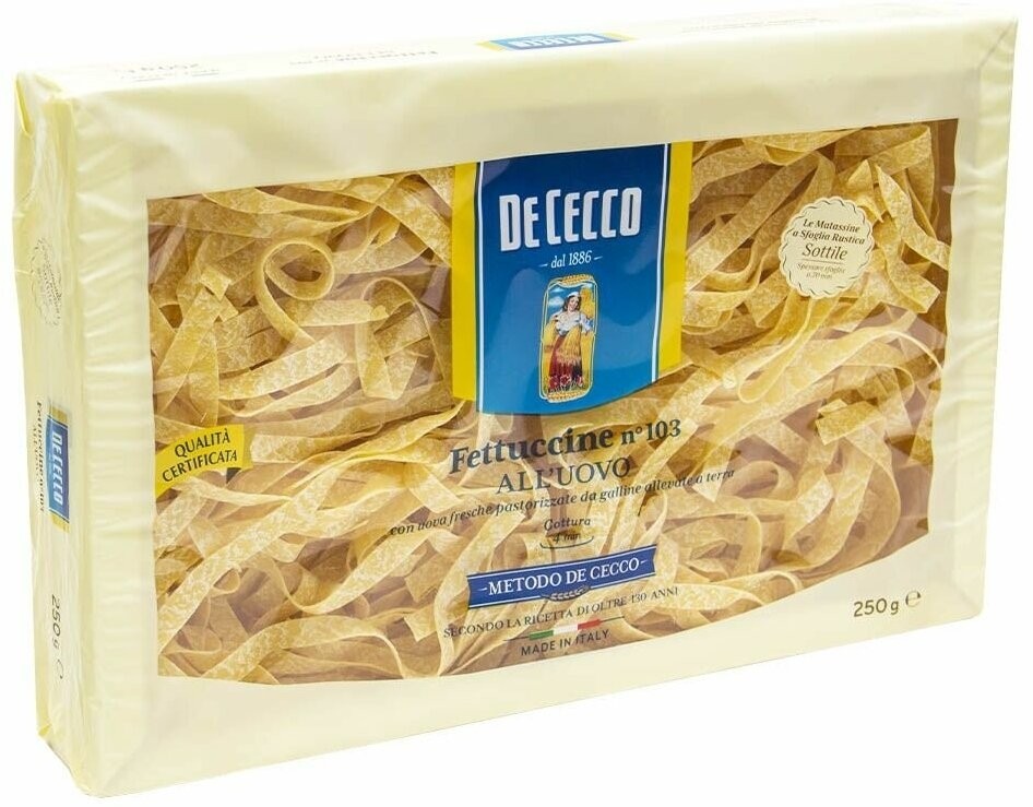De Cecco — Паста Феттучине №103 с добавлением яйца 250 г * 12 шт