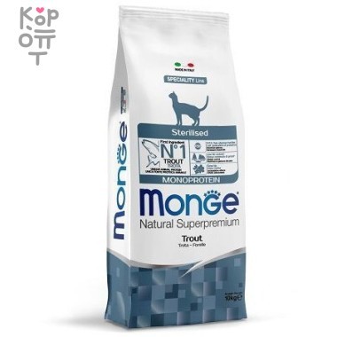Monge Cat Monoprotein Sterilised корм для стерилизованных кошек с форелью 10 кг &mdash; Корейские товары для всей семьи(КорОпт)