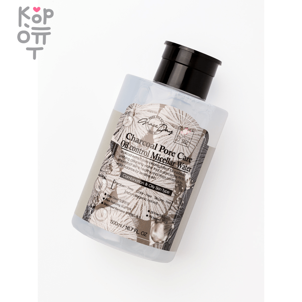 Мицеллярная вода с экстрактом древесного угля Grace day, 500мл. , купить с доставкой на дом фото 1 — Корейские товары для всей семьи(КорОпт)