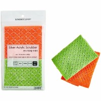 SB CLEAN&CLEAR - Скраббер-сеточка для мытья посуды №387 "Silver Acrylic" - 24смх20см, из плетеного акрила 2шт.
