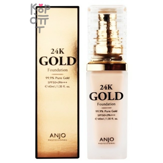 Anjo Professional 24K Gold Foundation No. 21 Light Beige, Светло-бежевый - Тональная основа 40 мл