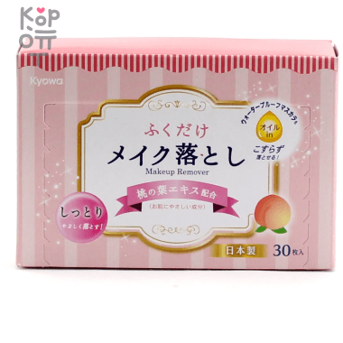 Kyowa Салфетки влажные для снятия макияжа с экстрактом листьев Персика 30шт. &mdash; Корейские товары для всей семьи(КорОпт)