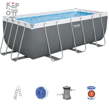 Каркасный бассейн Bestway Power Steel Frame Pool модель 56456, 412х201смх122см(8124л.), серый — Корейские товары для всей семьи(КорОпт)