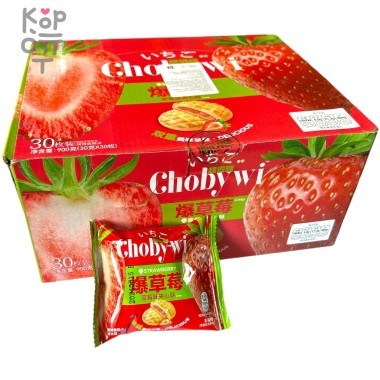 Печенье Chobywi с нежнейшим моти и вкусом Клубники &mdash; Корейские товары для всей семьи(КорОпт)