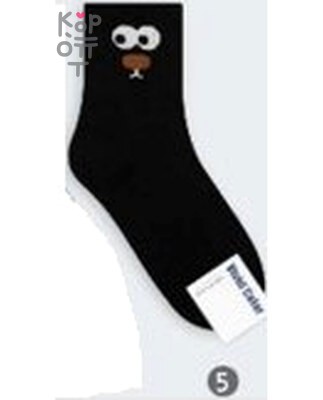 Kikiya Socks - женские высокие носки с мишкой, артикул 1375/5, черный