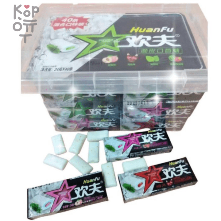 Жевательная резинка Huanfu Ban De Bao Ассорти звездных вкусов, купить с доставкой на дом фото 1 — Корейские товары для всей семьи(КорОпт)