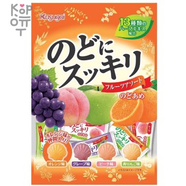 Конфеты освежающие для горла микс из 4 вкусов Kasugai Refreshing fruit mix candy, 118гр. — Корейские товары для всей семьи(КорОпт)
