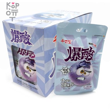 Кислая и сэндвич карамель QianBai Sour Candy -  Взрывные фрукты с кисло-сладким вкусом Голубики — Корейские товары для всей семьи(КорОпт)
