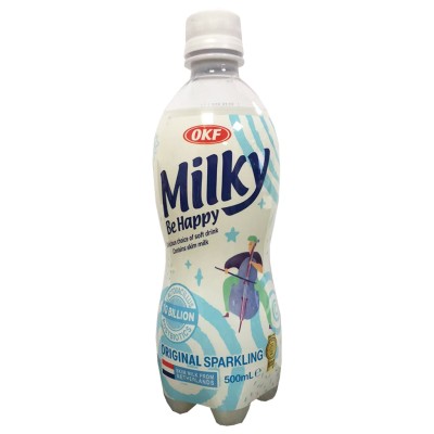 OKF — Milky Be Happy Original (PET) — Газированный молочный напиток OKF Milky Be Happy Original, 500 мл — коробка 20 шт.