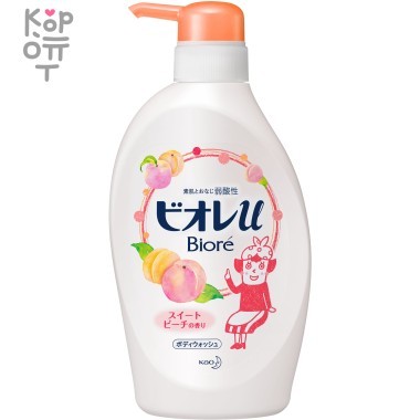 KAO Biore U sweet peach scent - Гель для душа с эфирными маслами и ароматом сладкого персика — Корейские товары для всей семьи(КорОпт)
