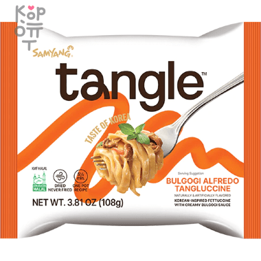 Лапша сублимированная SamYang TANGLE Premium Bulgogi Alfredo - фетучини в корейском стиле с бульгоги, 108гр. — Корейские товары для всей семьи(КорОпт)