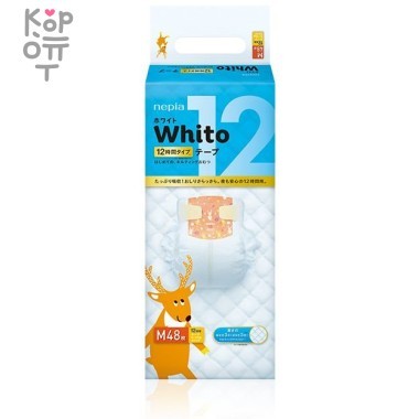 Whito Детские подгузники для девочек и мальчиков 48 шт. 6-11кг. Размер М на 12 часов. — Корейские товары для всей семьи(КорОпт)