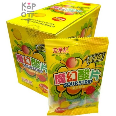 Кислый мармелад Hong TaiKee Foods Candy Кислые полоски со вкусом фруктов