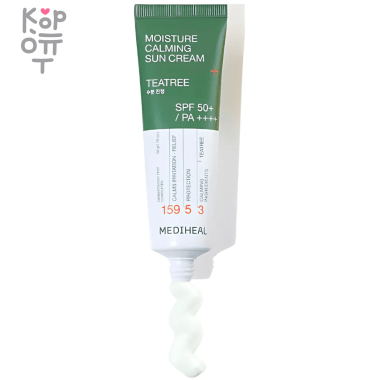 Mediheal Moisture Calming Sun Cream SPF 50+ PA++++ - Увлажняющий успокаивающий солнцезащитный крем с экстрактом Чайного Дерева 50мл. — Корейские товары для всей семьи(КорОпт)