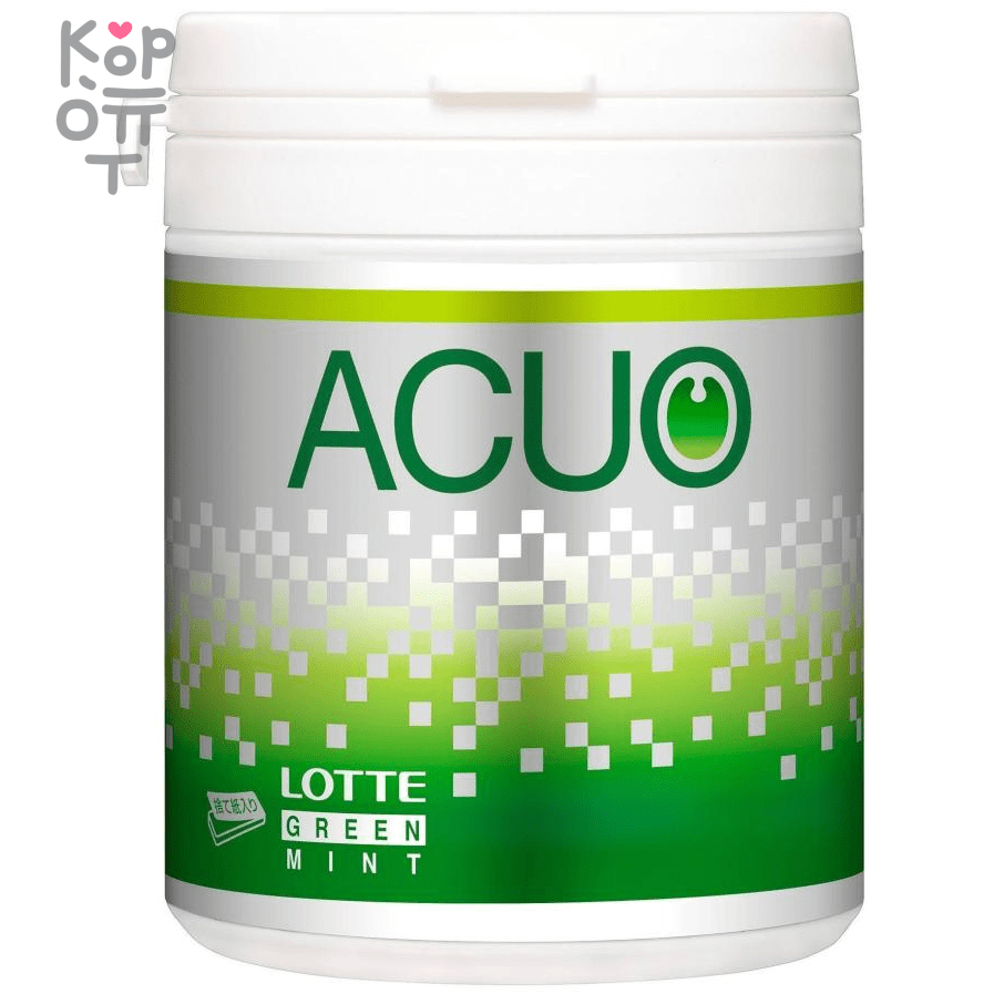 Lotte ACUO Slim Bottle - Резинка жевательная, зеленая мята, банка, 140гр., купить с доставкой на дом фото 1 — Корейские товары для всей семьи(КорОпт)