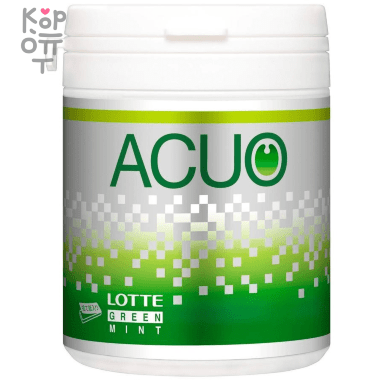 Lotte ACUO Slim Bottle - Резинка жевательная, зеленая мята, банка, 140гр. &mdash; Корейские товары для всей семьи(КорОпт)